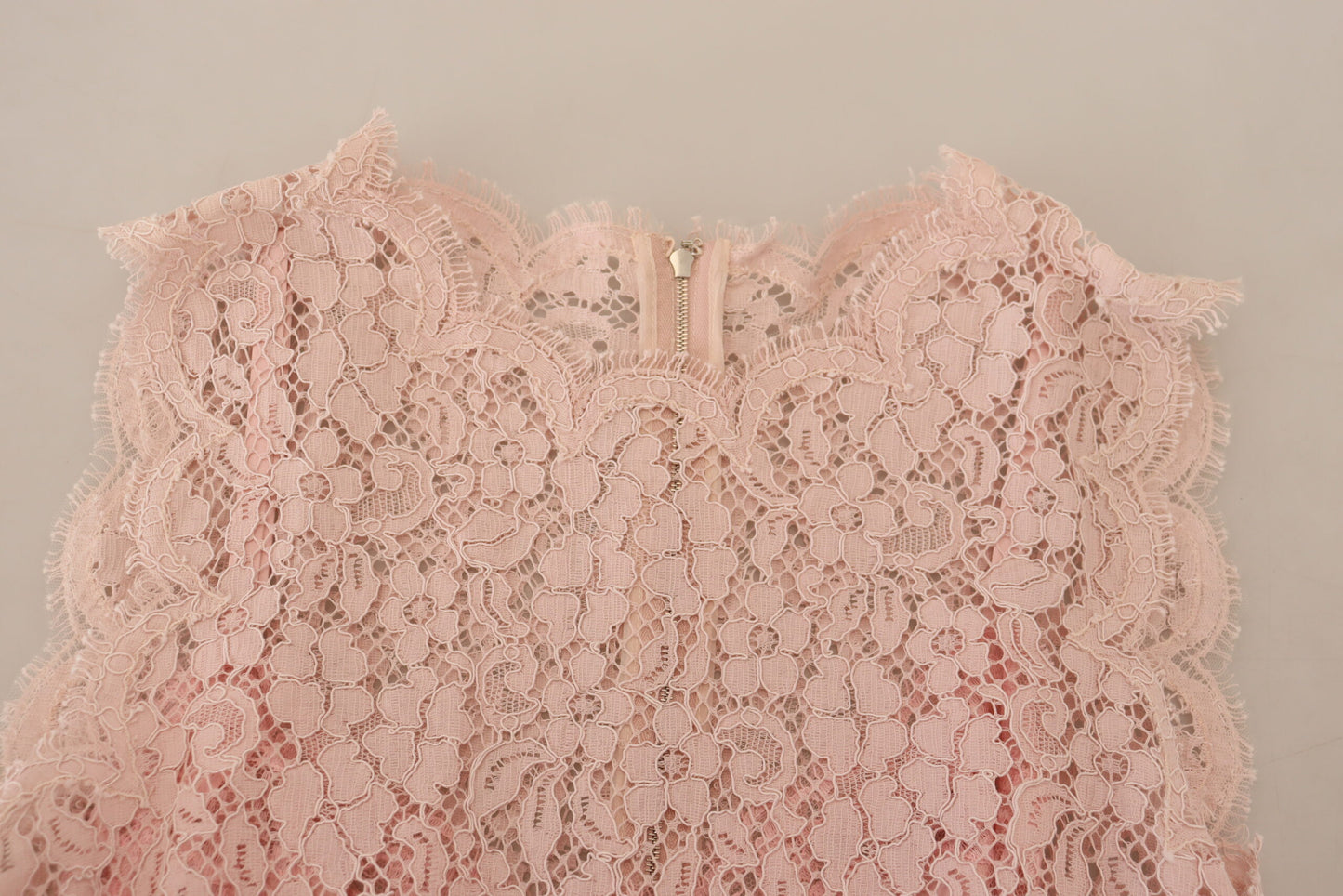 Elegant Sheer Lace Sleeveless Blouse in Pink