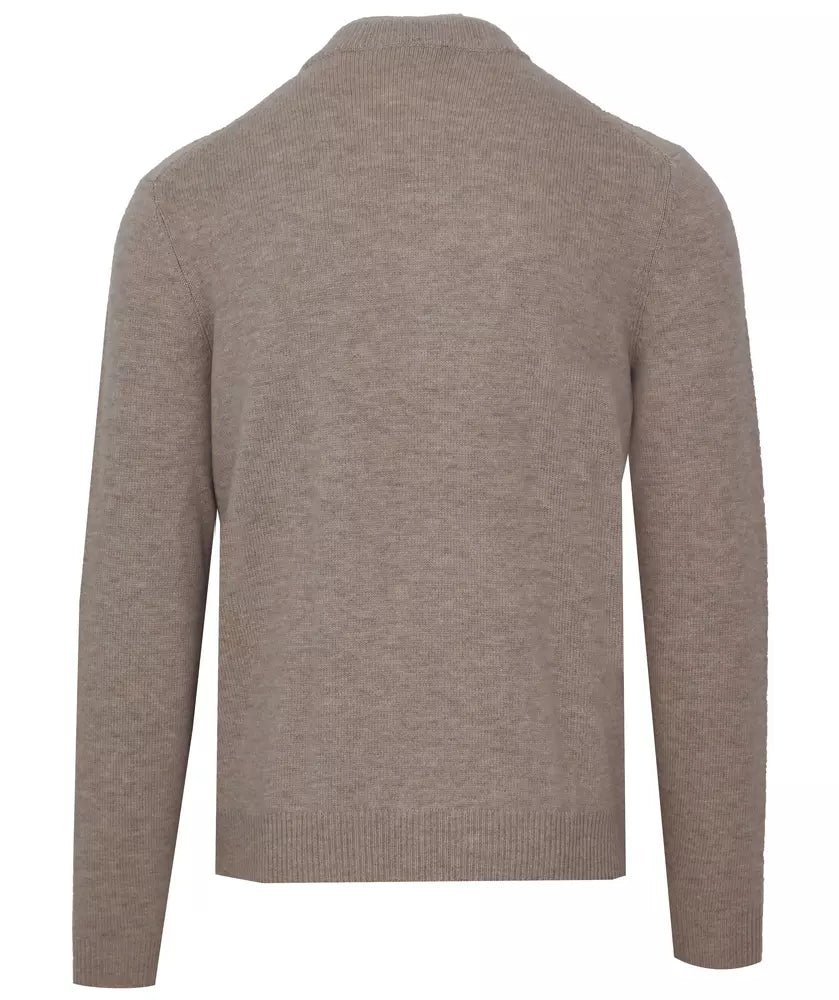 Beige Wool Men Sweater