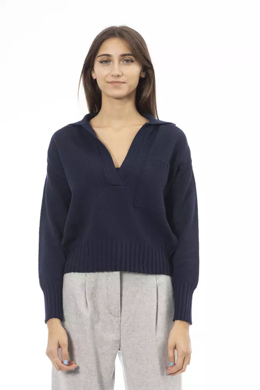 Blue Wool Women Sweater