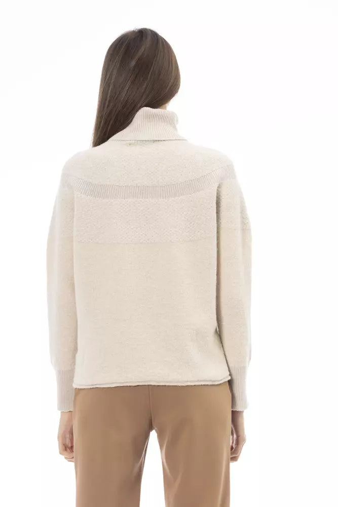 Beige Wool Women Sweater