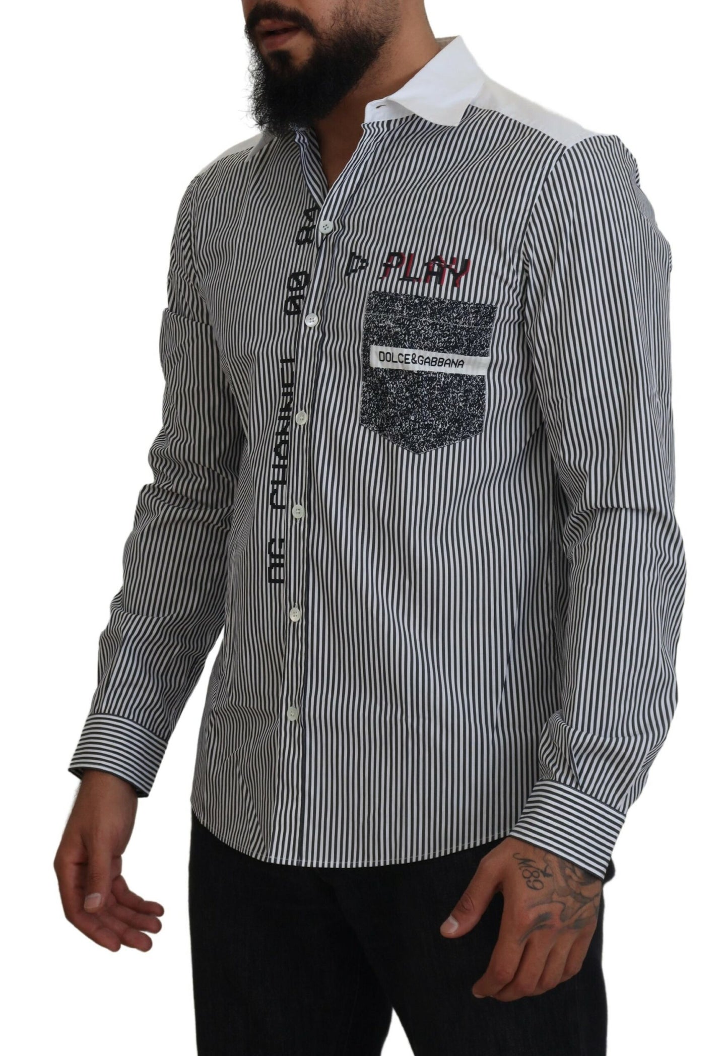 Slim Fit Striped Casual Shirt with Channel Motive