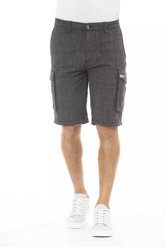 Black Cotton Men Cargo Short