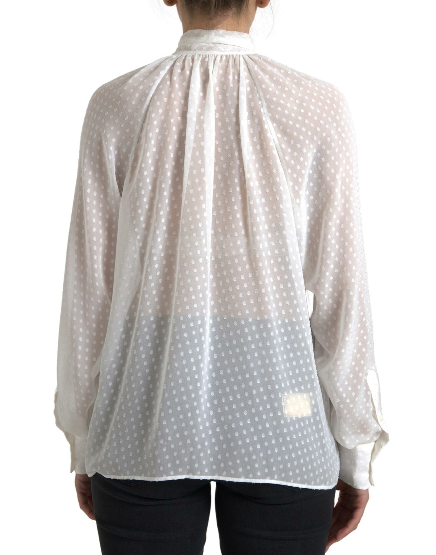 Elegant Sheer Silk Button-Up Blouse