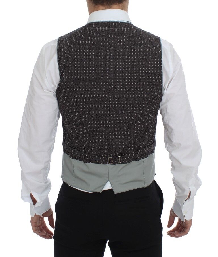 Elegant Gray Cotton Dress Vest