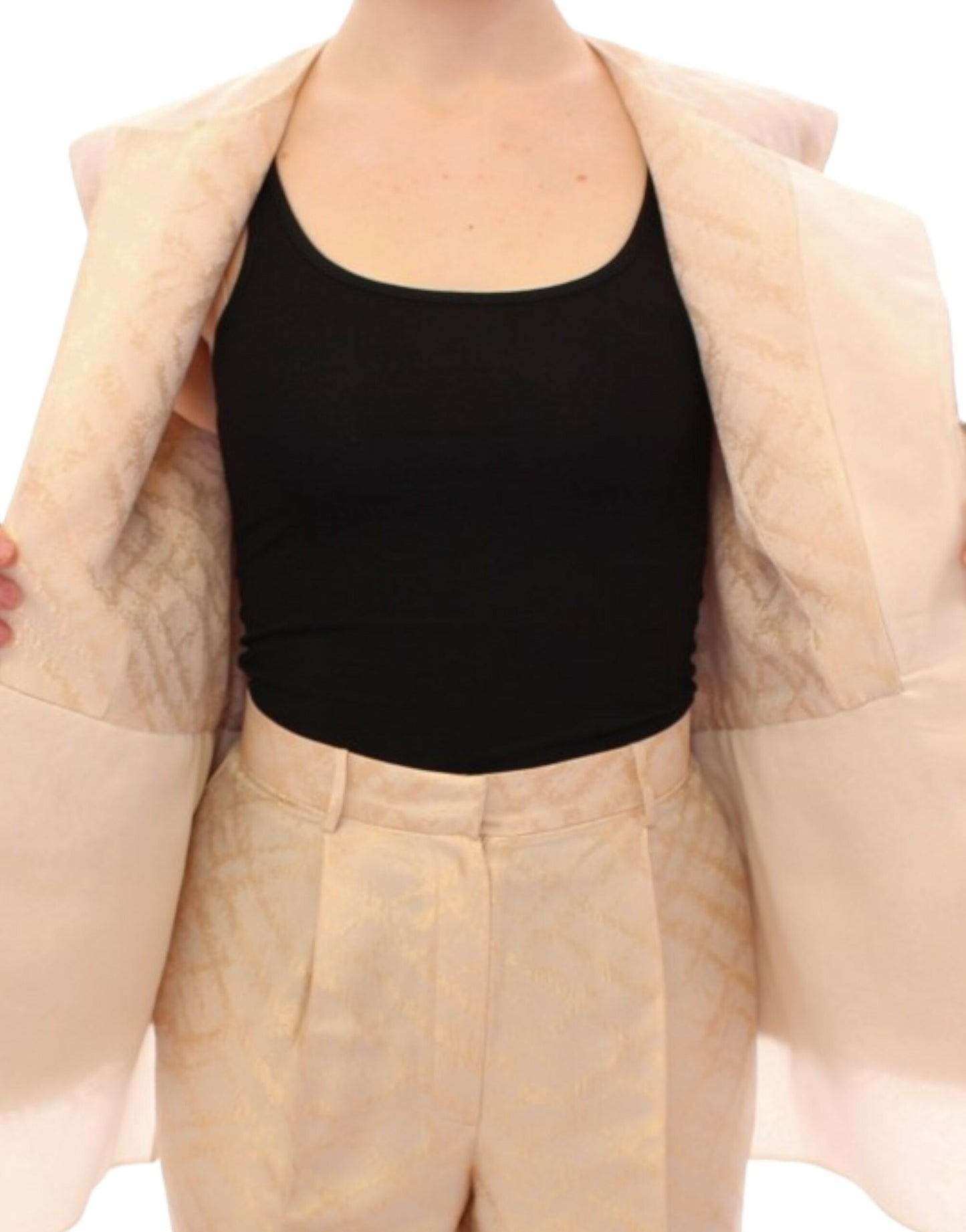 Exquisite Beige Brocade Sleeveless Jacket Vest