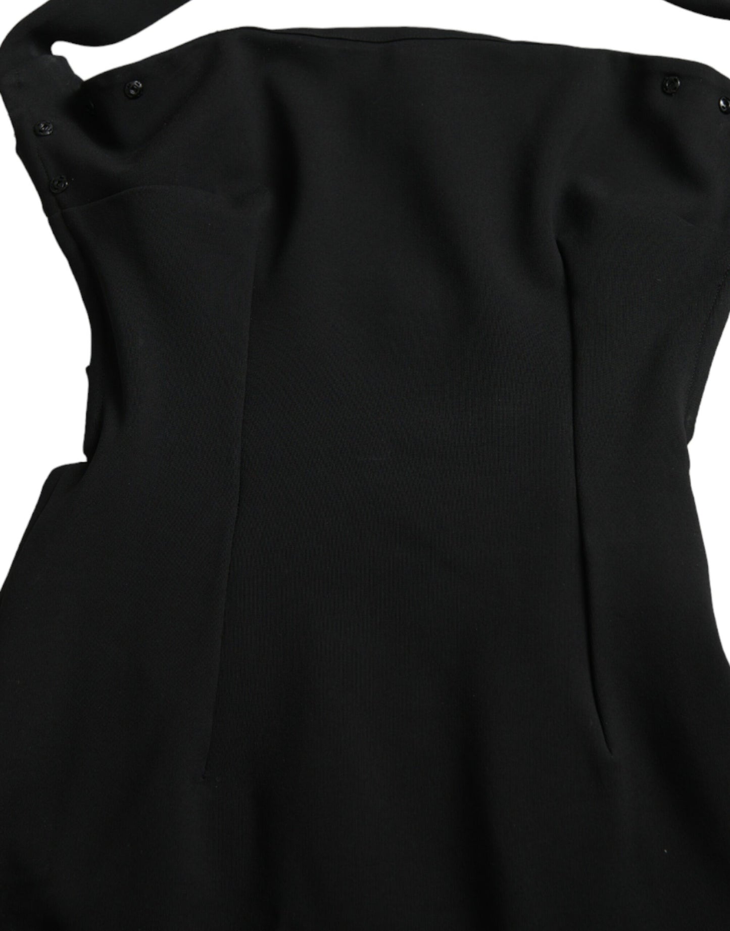 Elegant Black Sheath Halter Midi Dress