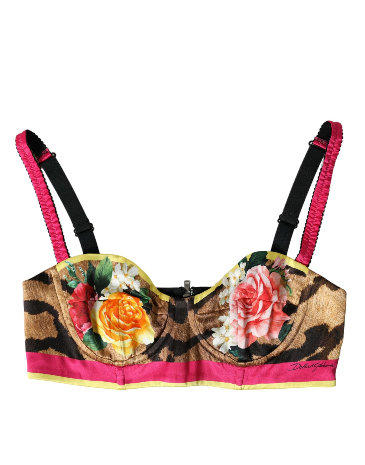 Floral Silk Blend Bustier Crop Top