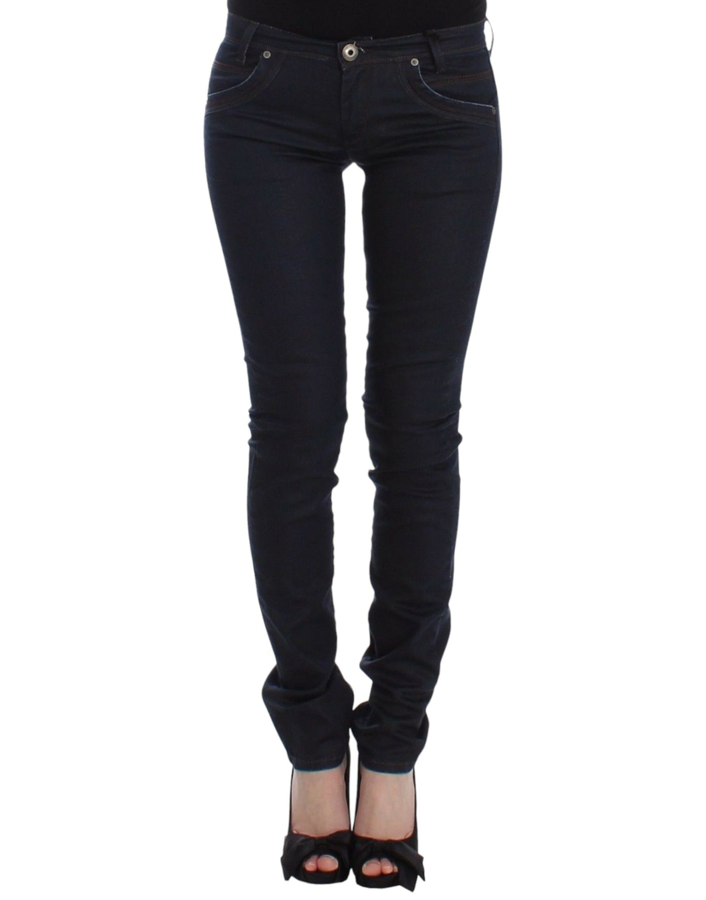 Chic Dark Blue Slim Jeans for Elegant Style