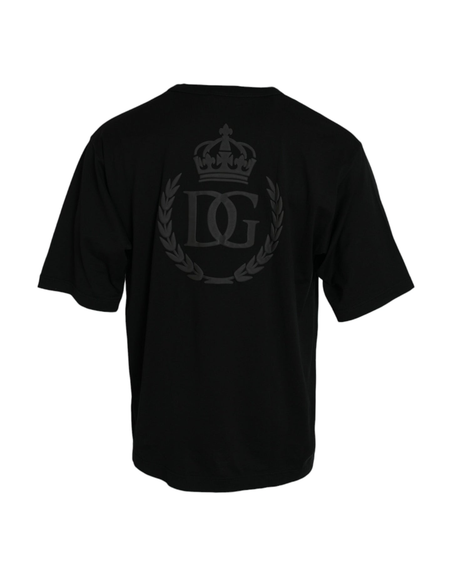 Black Logo Embossed Crew Neck Short Sleeves T-shirt