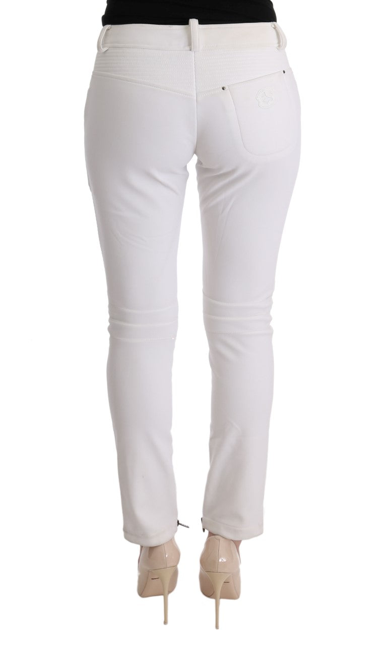 Chic White Slim Fit Cotton Pants