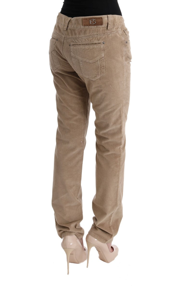 Beige Regular Fit Luxe Trousers