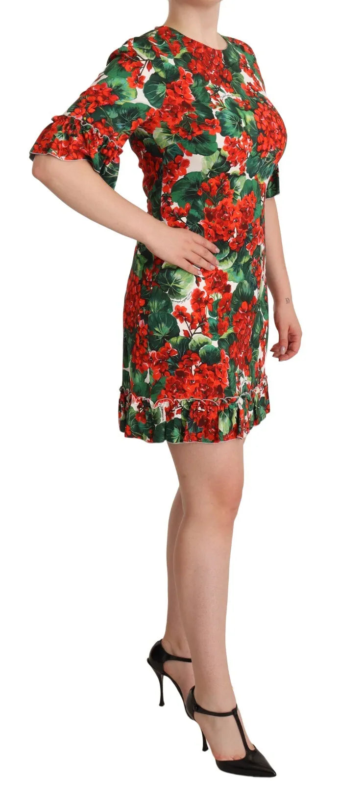 Red Green Portofino-Print Poplin Midi Dress