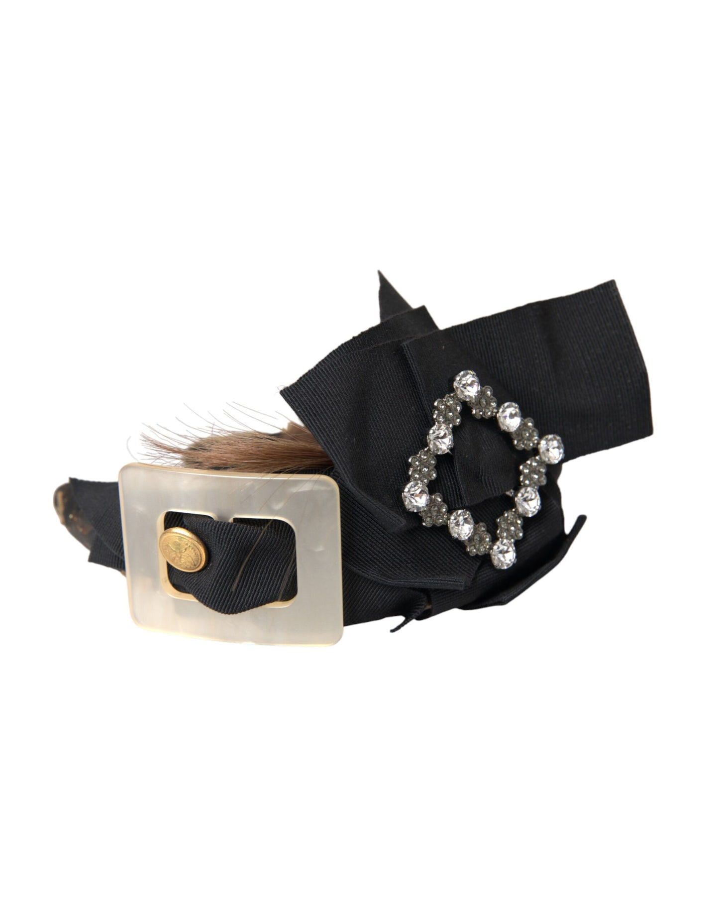 Black Crystal Button Brown Hair Women Headband Diadem