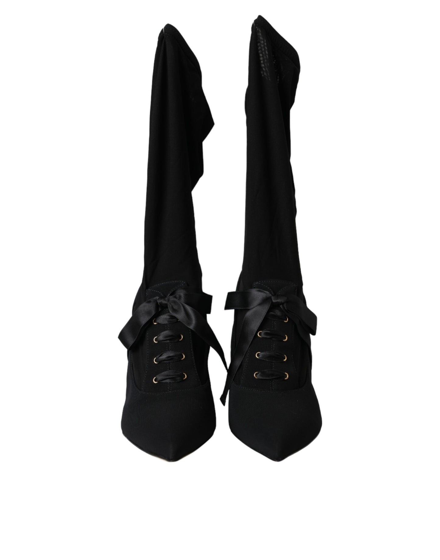 Black Stiletto Heels Mid Calf Boots Shoes