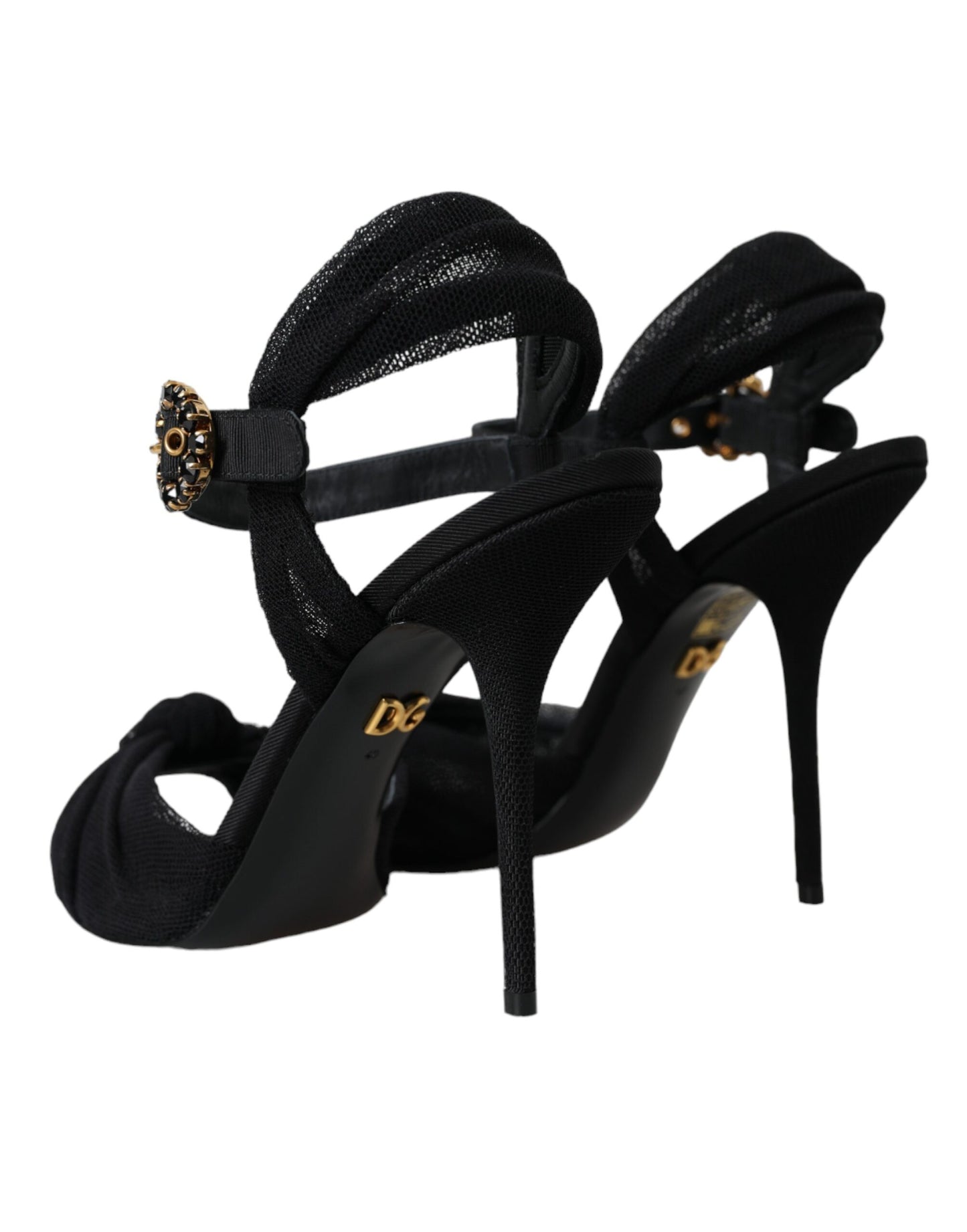 Black Suede Crystals Keira Sandals Shoes