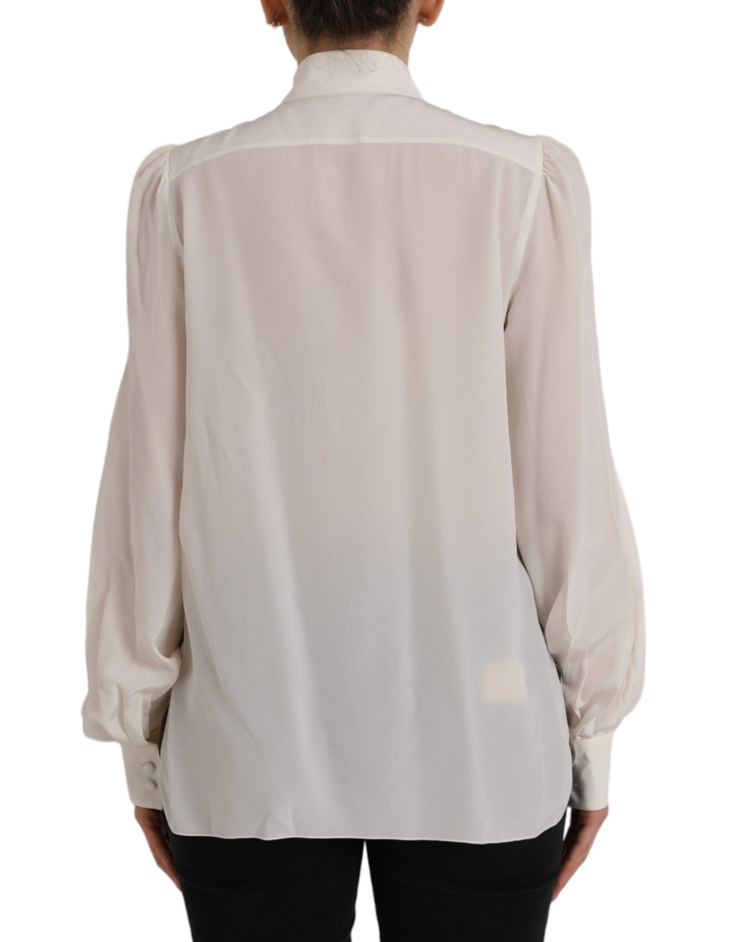 Off White Long Sleeve Button Down Blouse Top