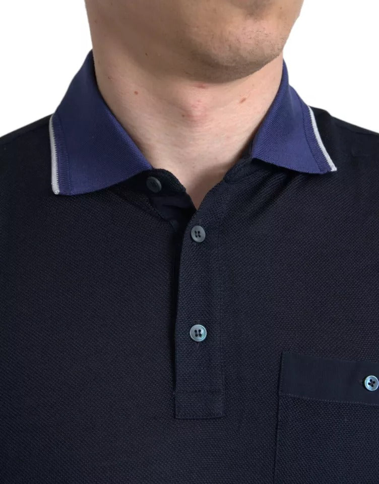 Navy Blue Collared Short Sleeve Polo T-shirt