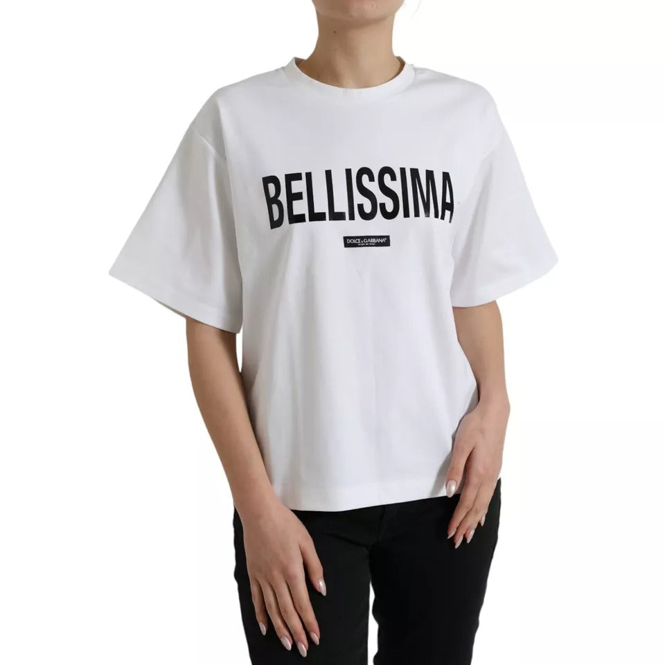 White Bellissima Cotton Crew Neck T-shirt