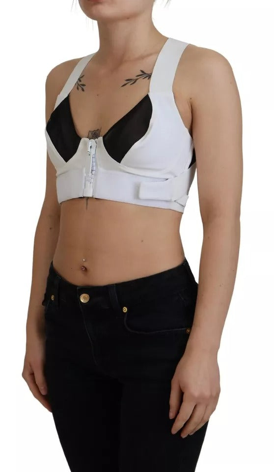 White Viscose Sleeveless Cropped Bustier Top