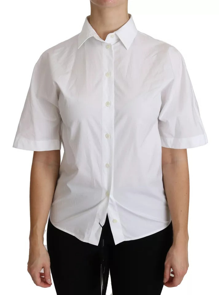 White Collared Short Sleeve Polo Shirt Top