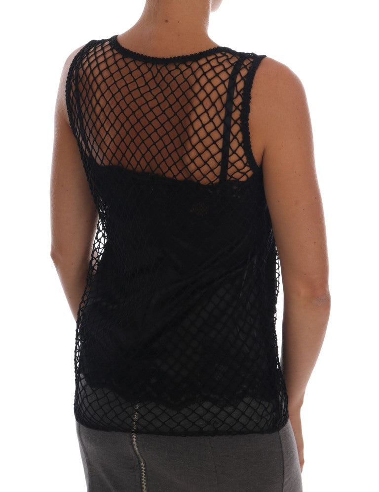 Elegant Black Lace Sleeveless Cami Blouse