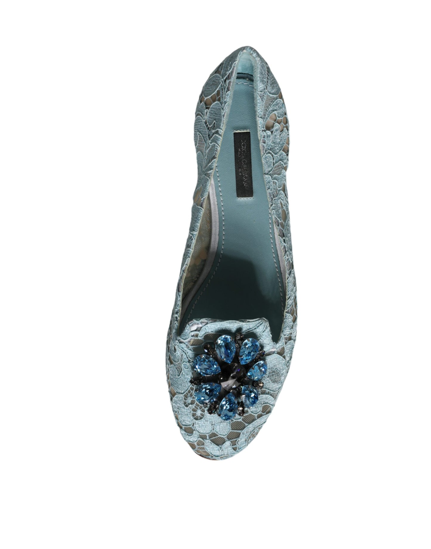 Blue Lace Crystal Ballet Flats Loafers Shoes