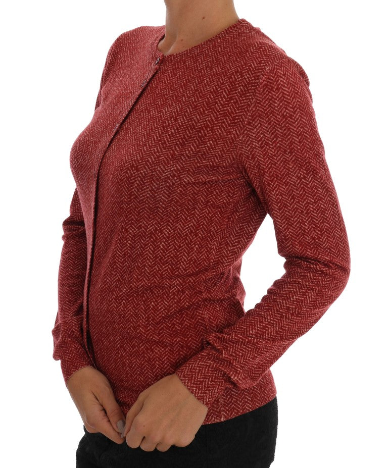 Red Wool Cardigan Sweater