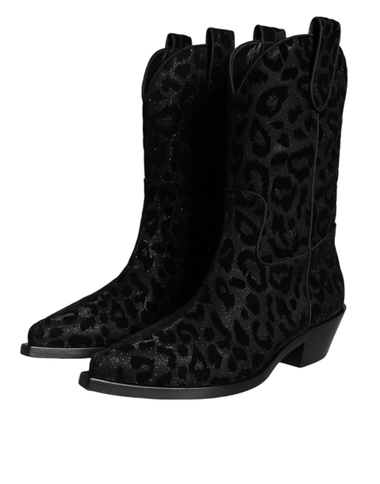 Black Gray Leopard Cowboy Boots Shoes