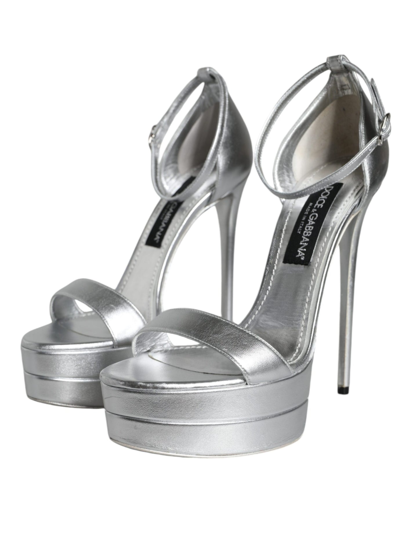 Silver Leather Platform Keira Sandals Shoes