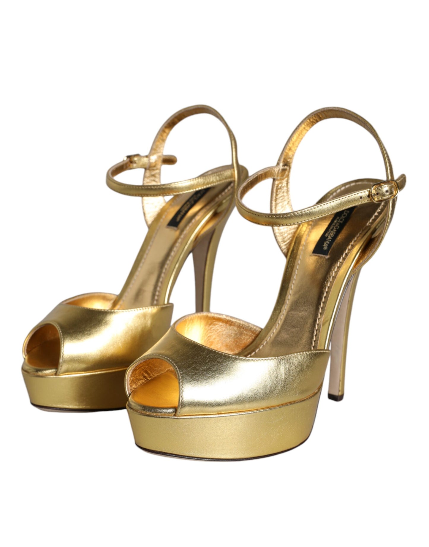 Gold Bette Leather Heels Sandals Shoes