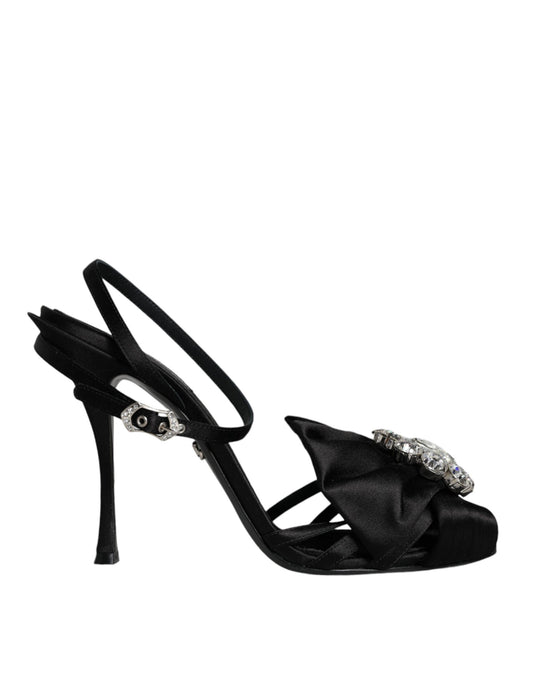 Black Crystal Ankle Strap Sandals Shoes