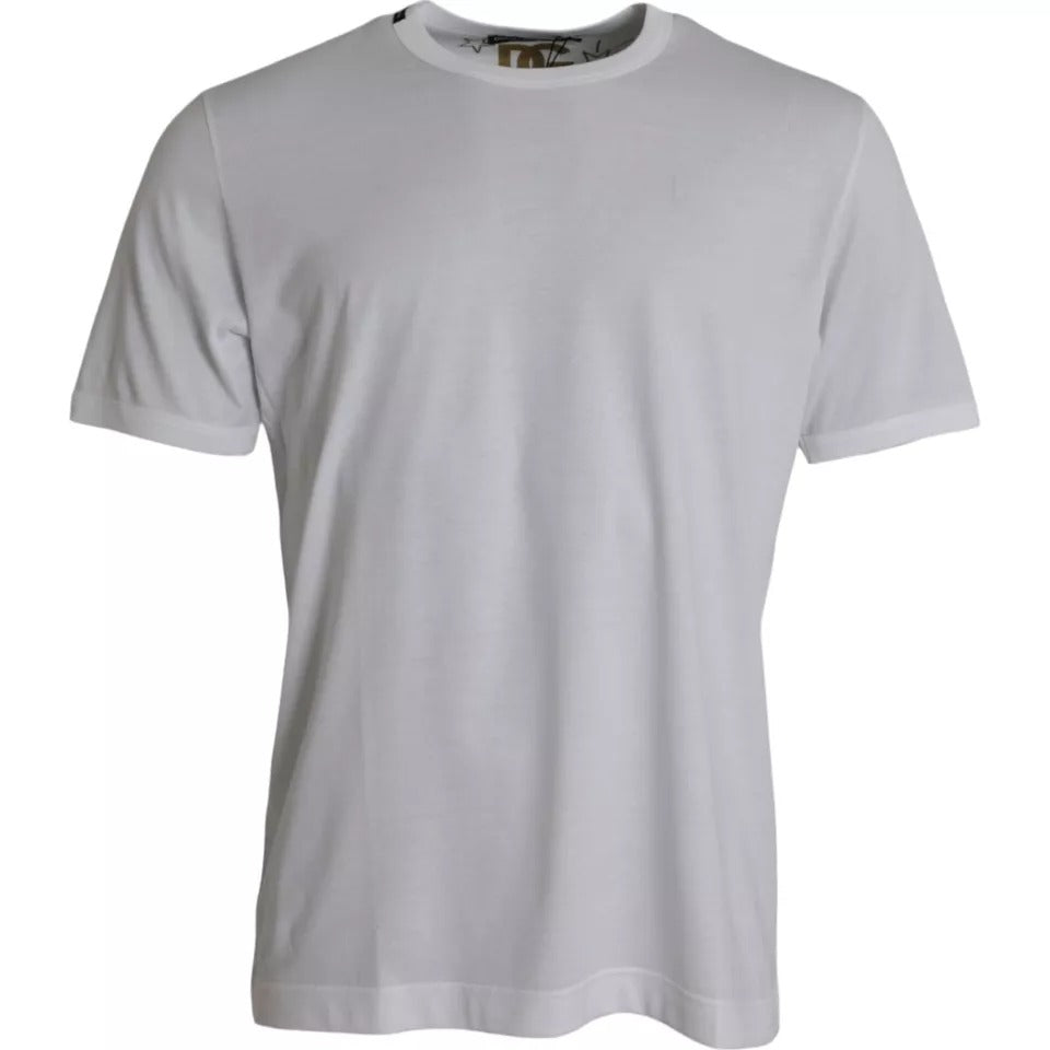 White Cotton Round Neck Short Sleeves T-shirt