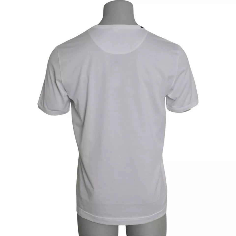 White Cotton Round Neck Short Sleeves T-shirt