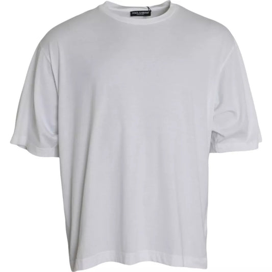 White Cotton Round Neck Short Sleeve T-shirt