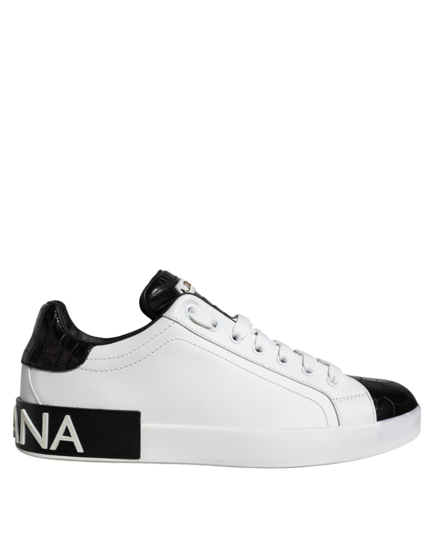 Black Leather Logo Portofino Sneaker Shoes