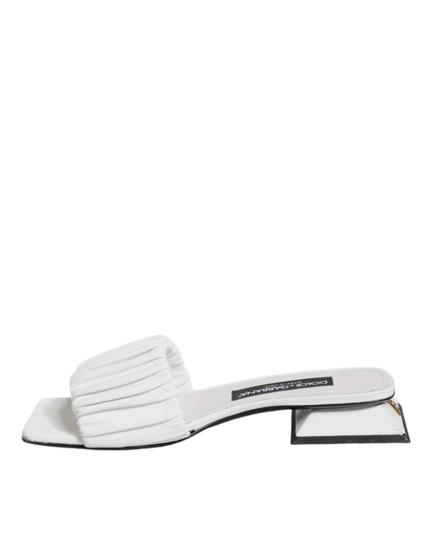 White Leather Slides Flats Sandals Shoes