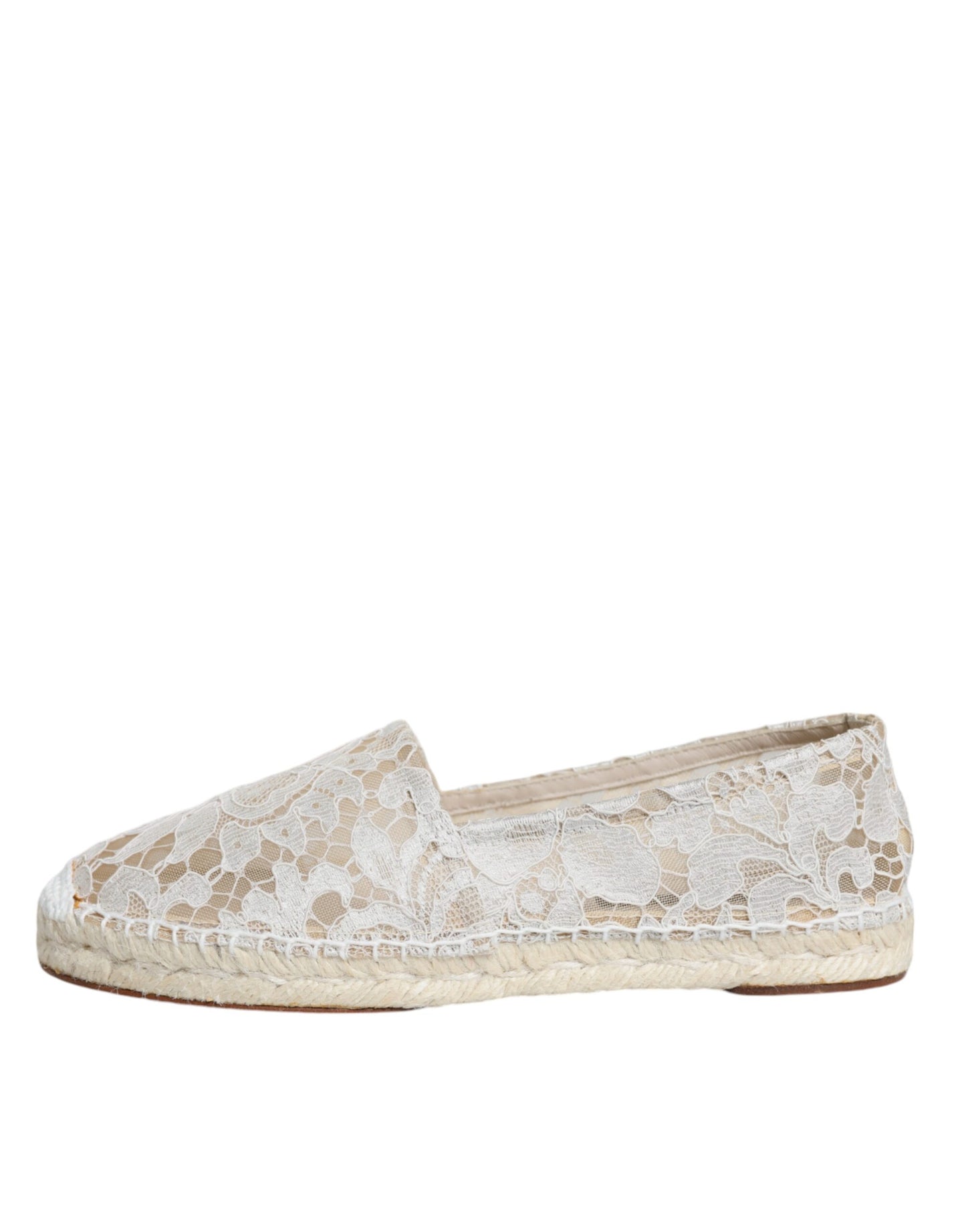 White Lace Viscose Espadrilles Flats Shoes