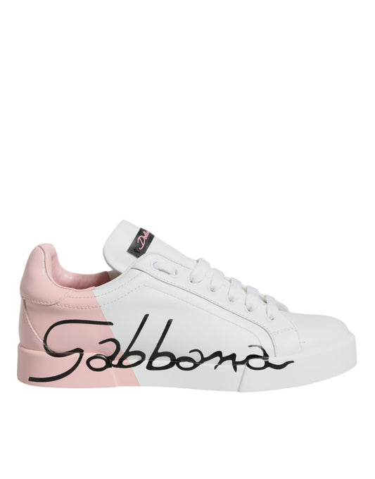 White Pink Portofino Low Top Sneakers Shoes