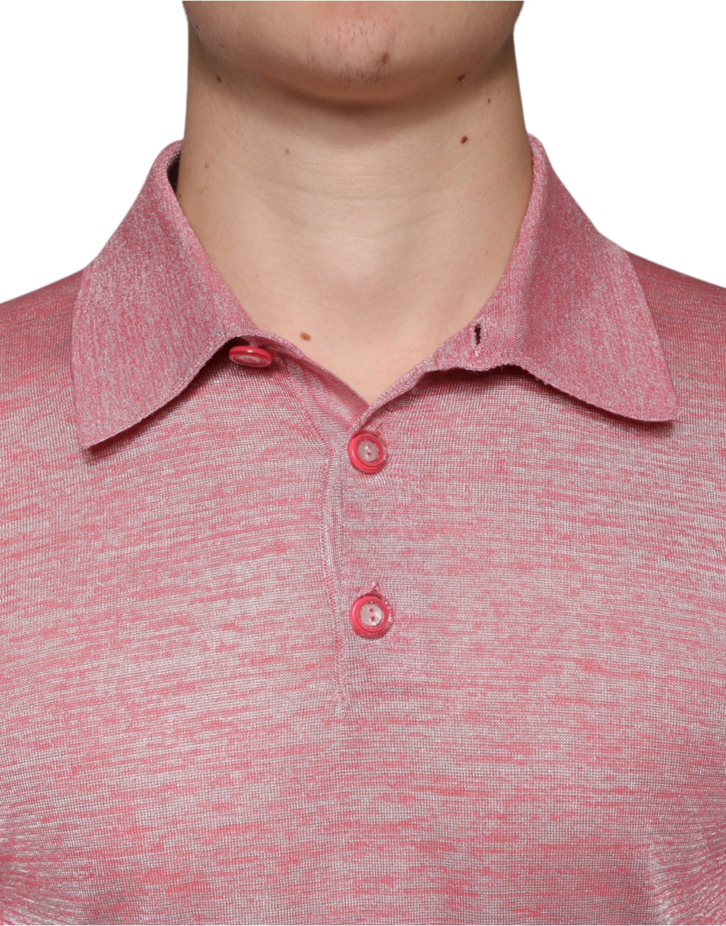 Pink Polyester Long Sleeve Men Polo T-shirt