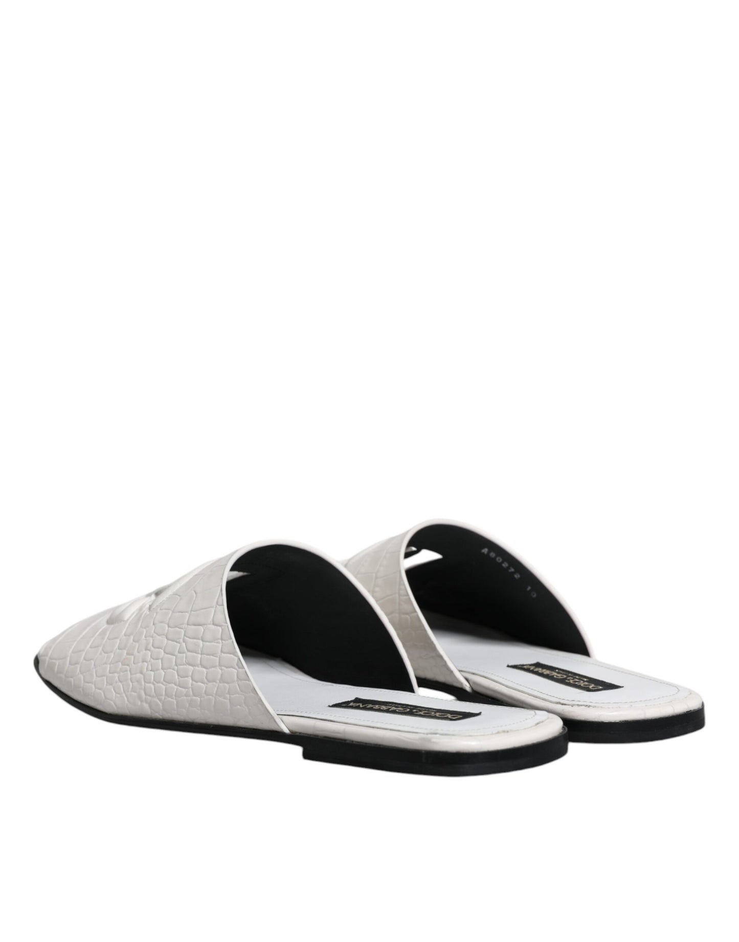 White DG Cut Out Leather Slides Sandals Shoes