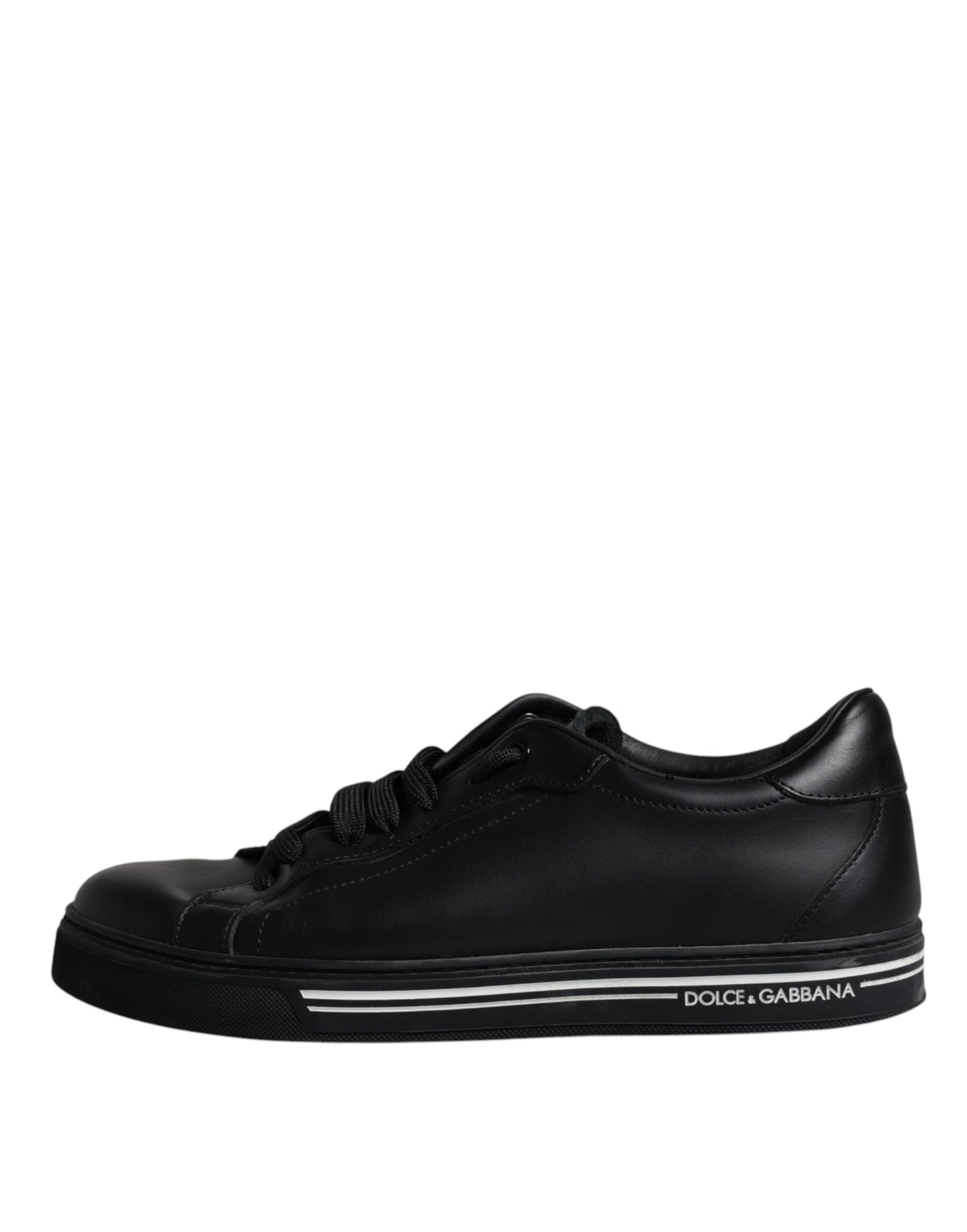 Black Leather Low Top Sneakers Shoes