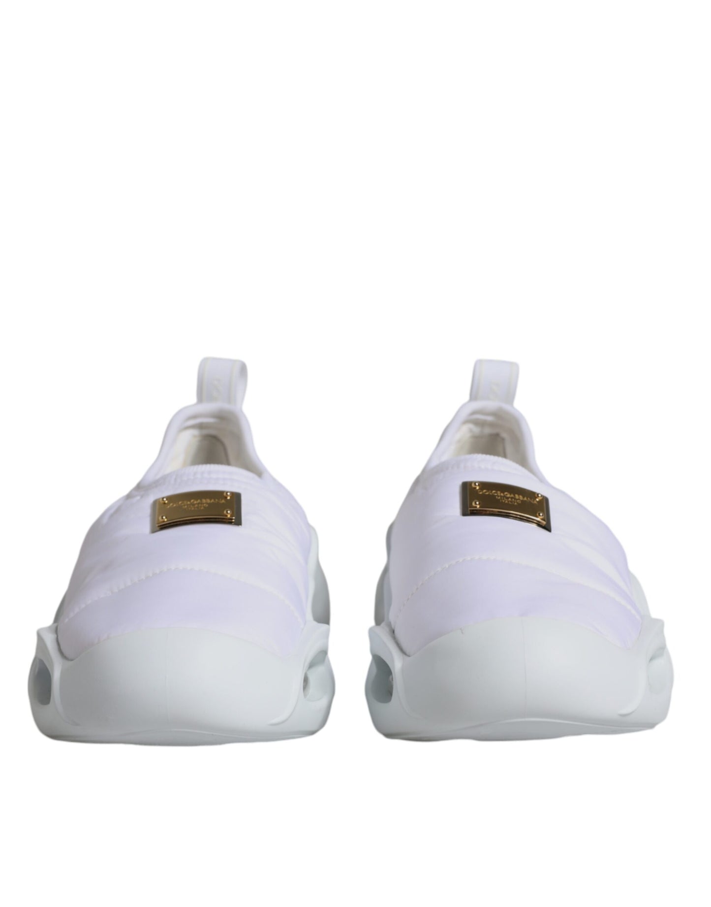 White Padded Fabric Low Top Sneakers Shoes