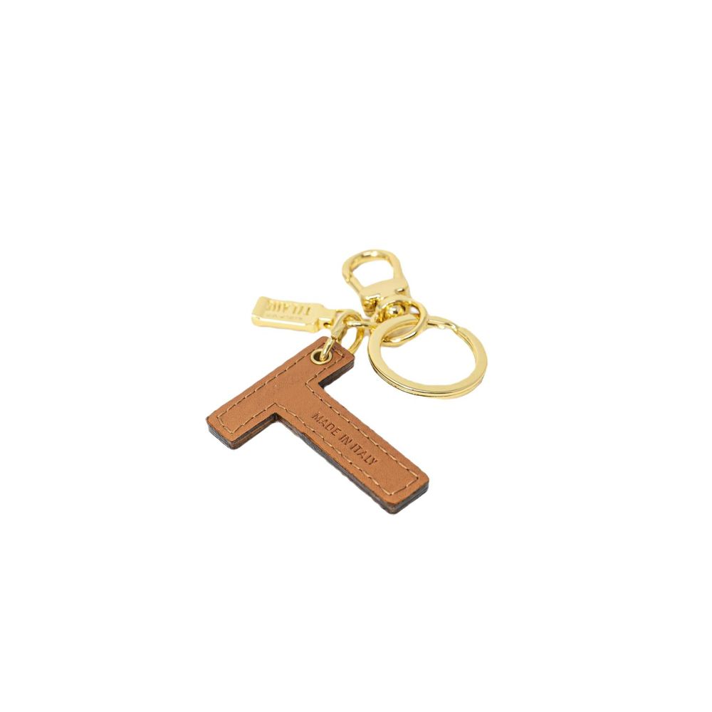 Beige Leather Keychain