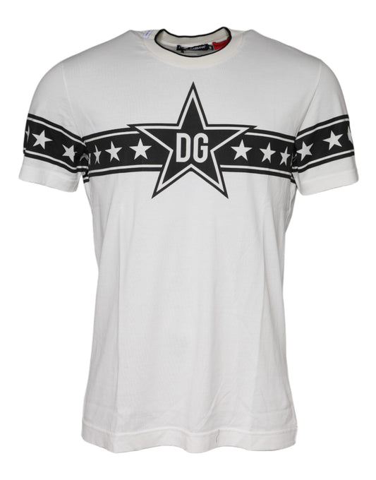 White DG Stars Print Cotton T-shirt