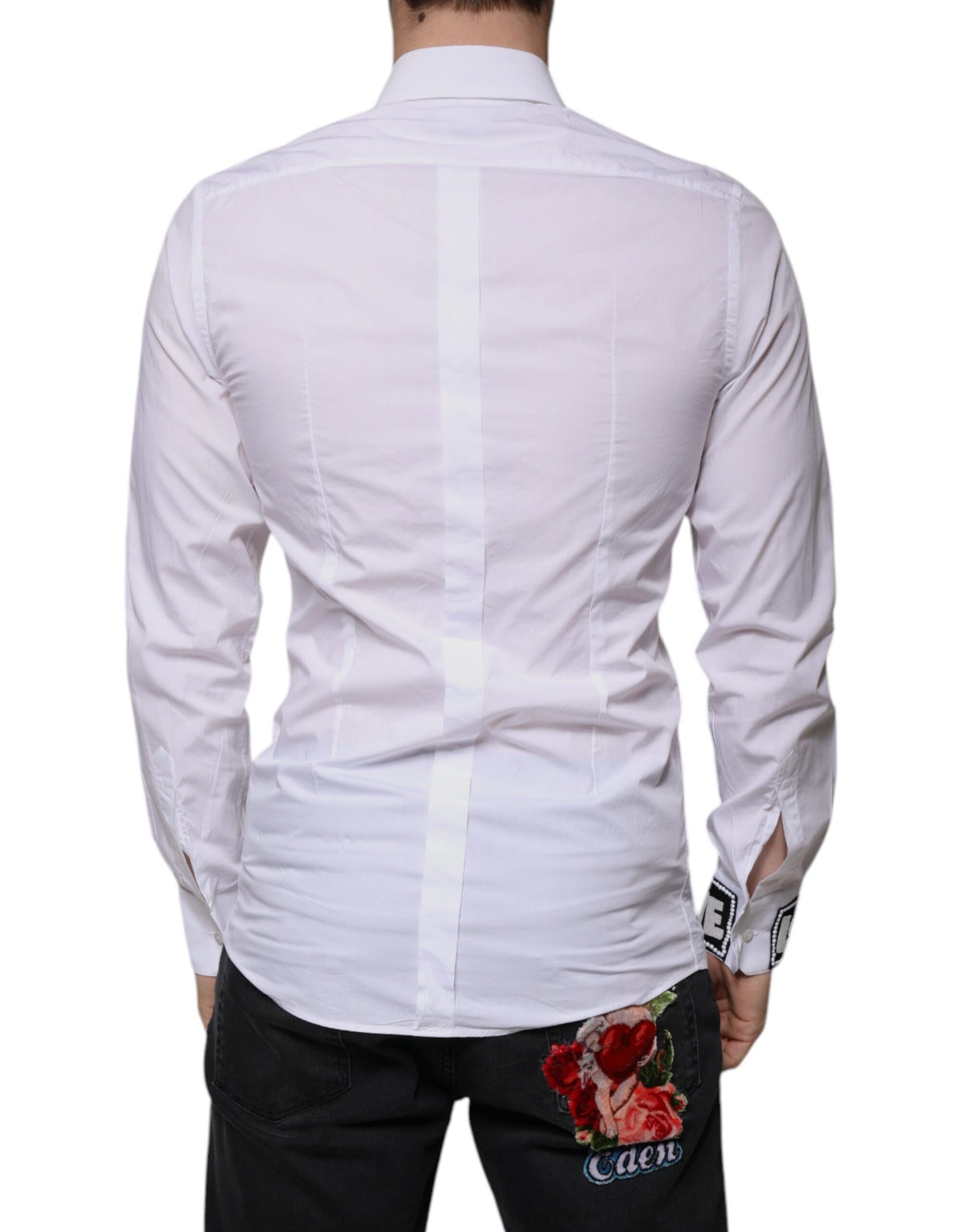 White Cotton Slim Fit GOLD Men Dress Shirt