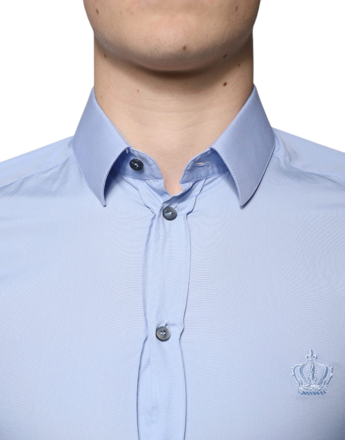 Light Blue Cotton Slim Fit GOLD Dress Shirt