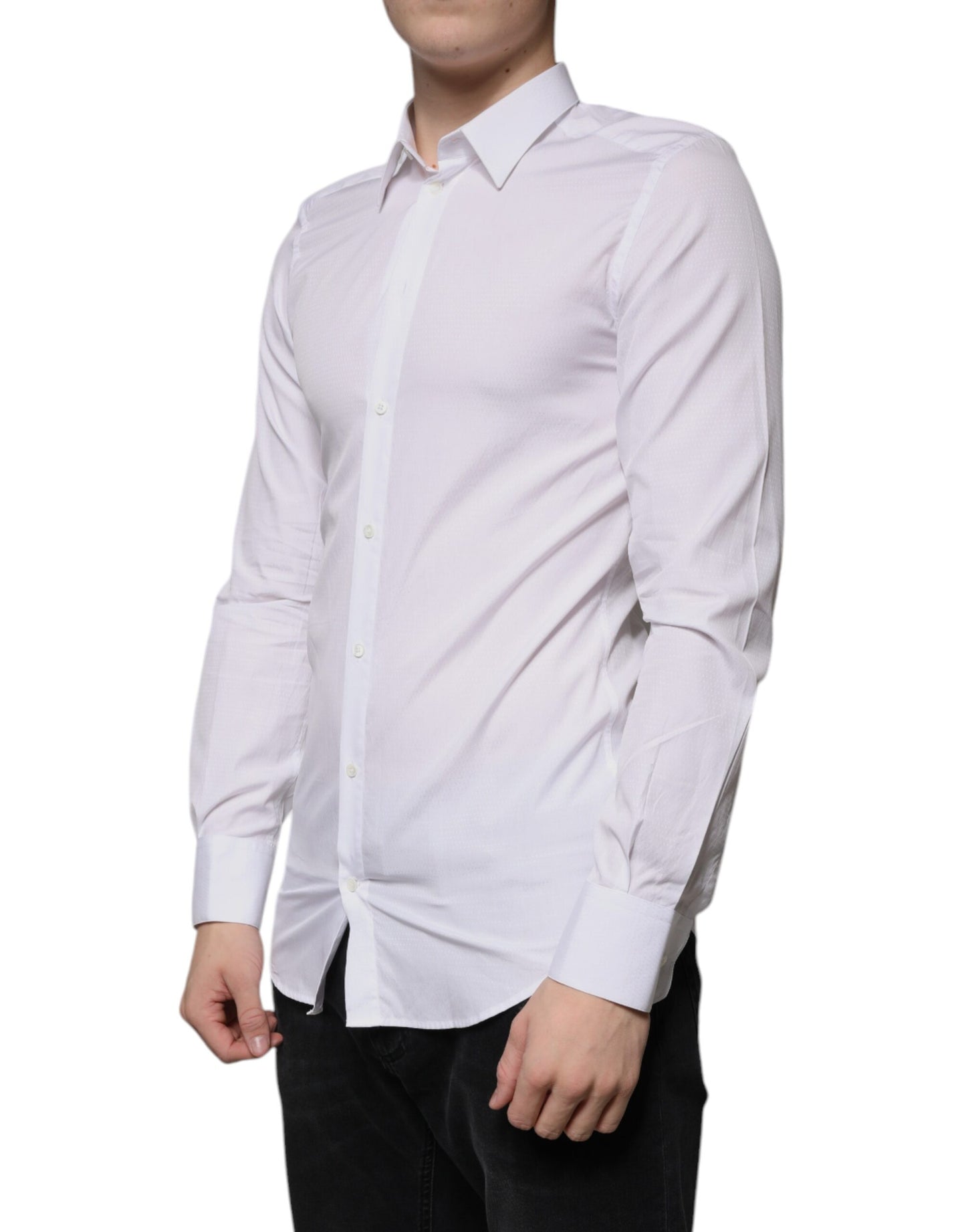 White Cotton Formal Men GOLD Dress Shirt