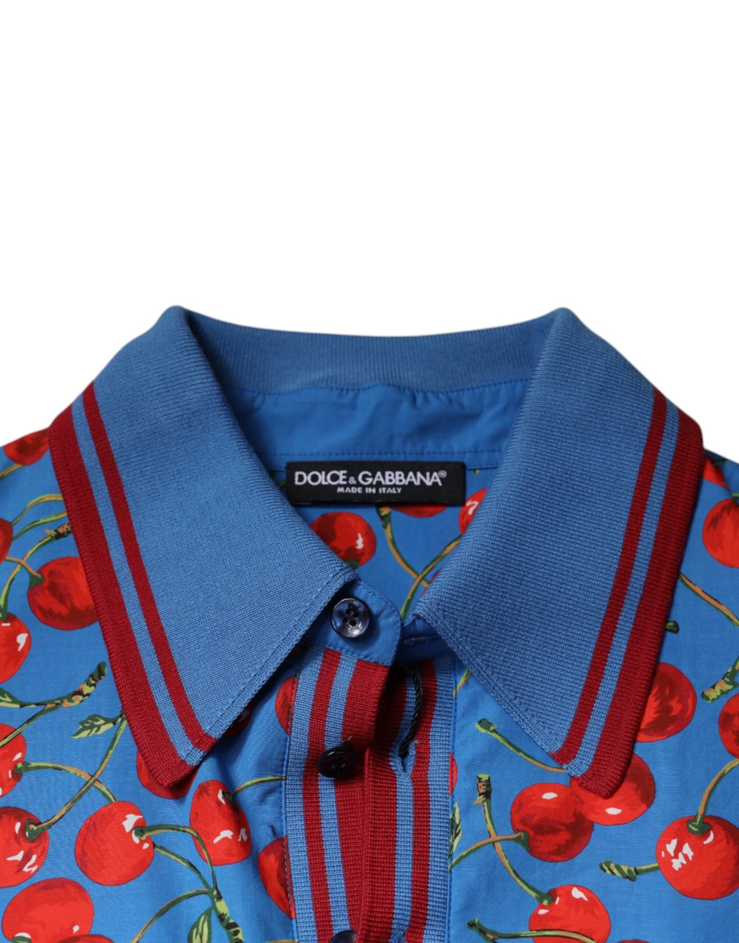 Blue Cherry Cotton Collared Men Polo T-shirt