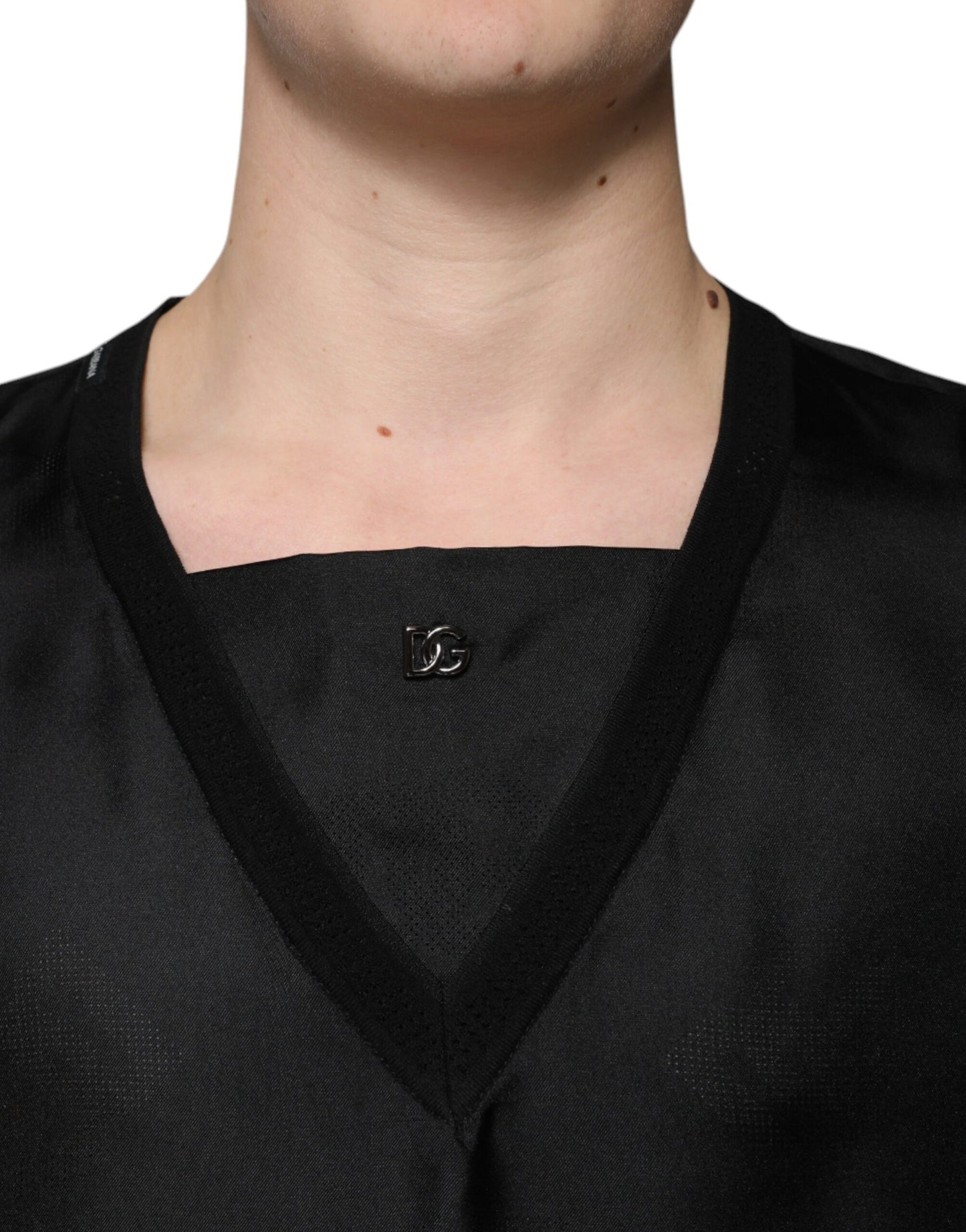 Black Cotton Square Neck Short Sleeve T-shirt