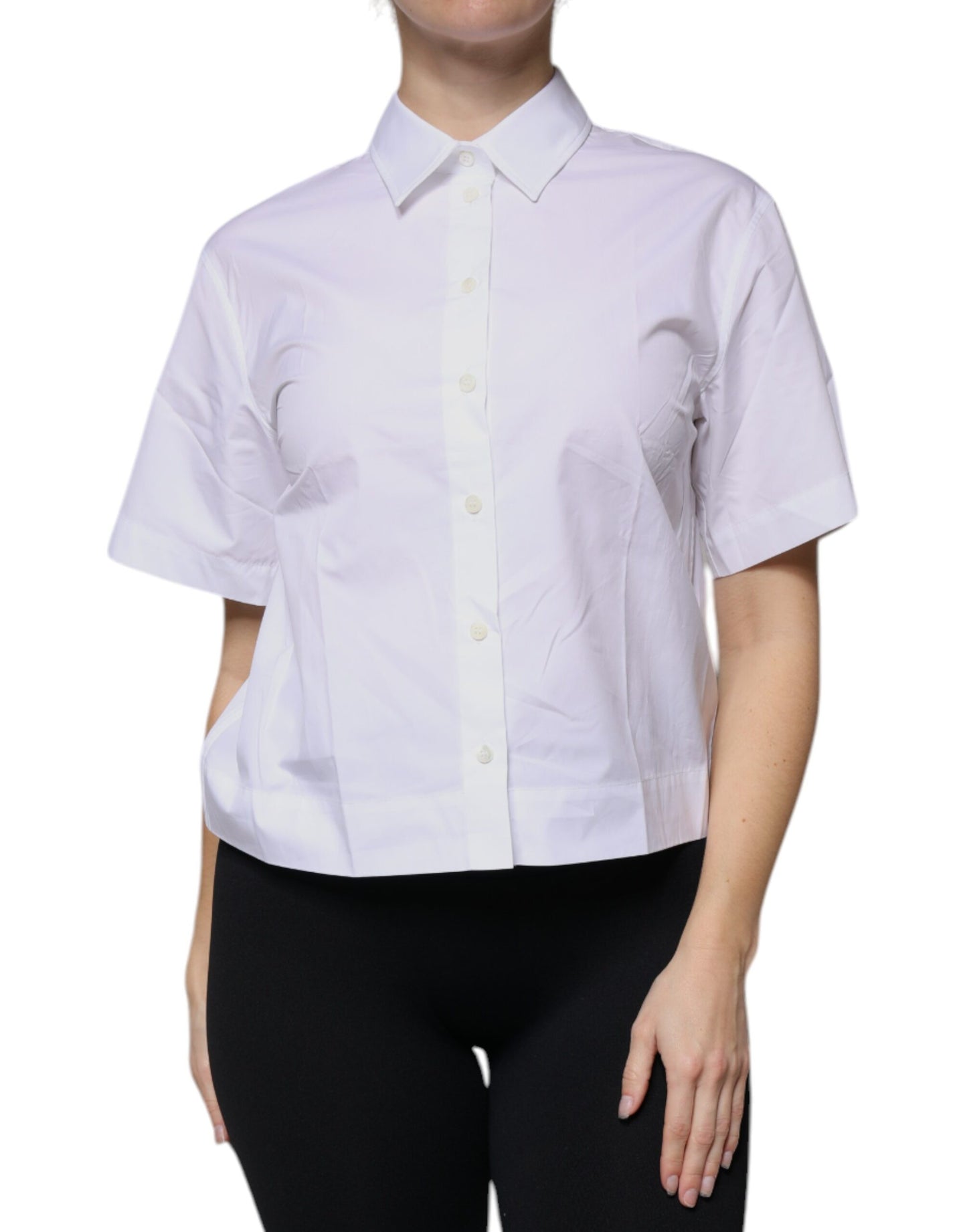 White Collared Short Sleeve Polo Shirt Top